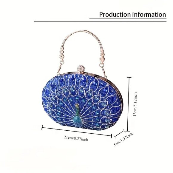 Elegant Peacock Embellished Evening Bags For Women, Vintage Style Party Handbag - Picture 5 of 7